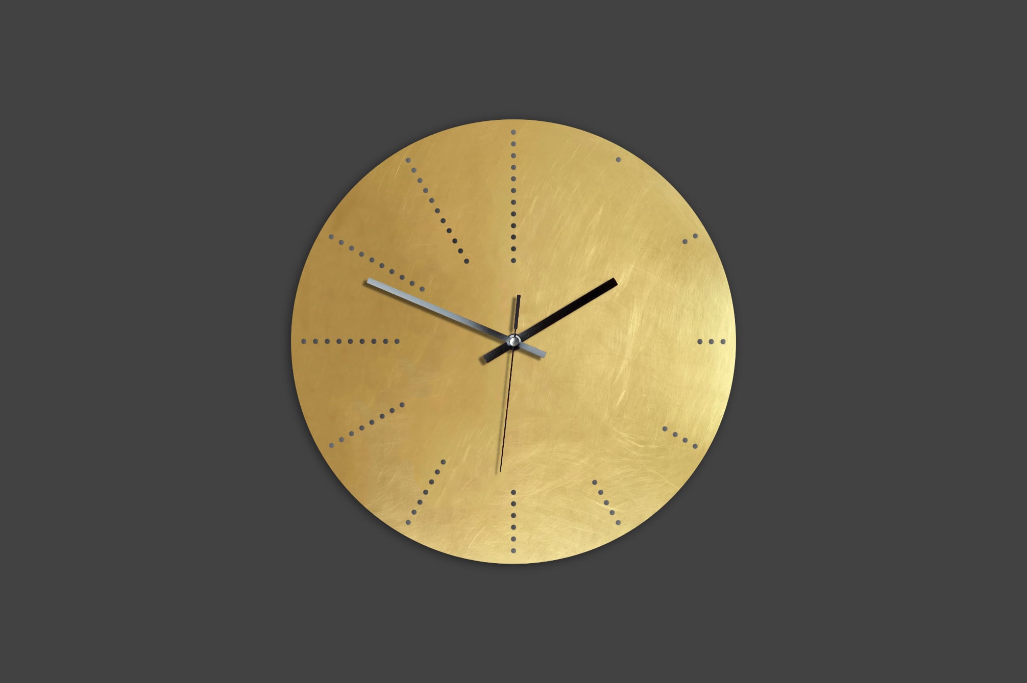messing wanduhr brass wall clock silent lautlos handmade unikat unique minimalism minimalistisch Uhr