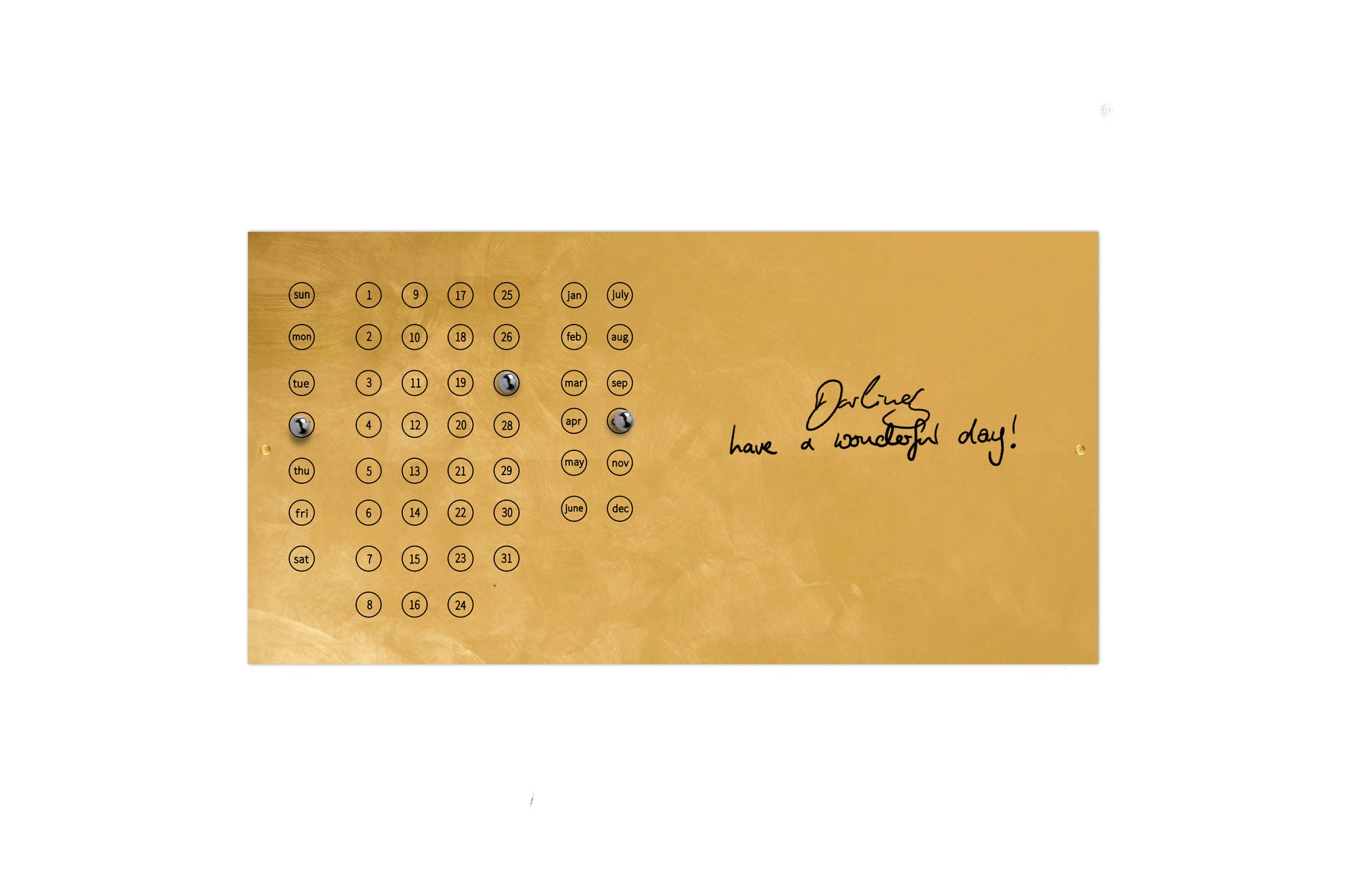 Kalender Gold Magnetwand / Whiteboard / Pinwand