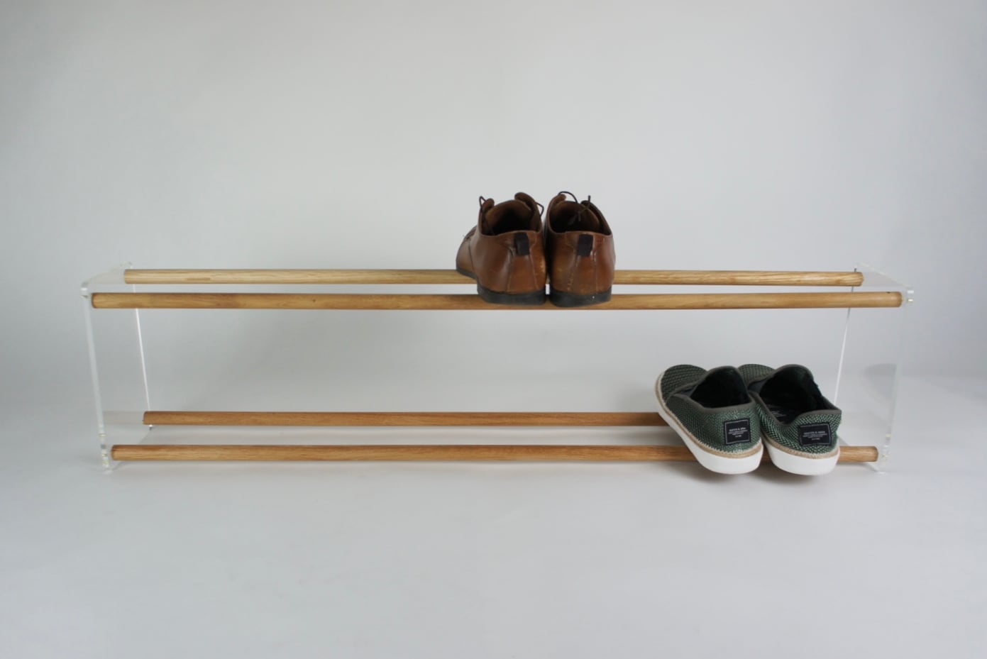 Schuhregal Eiche Glas Shoe Rack oak and glass small Schuhe Aufbewahrung Garderobe oiled wood handmade minimalistisch minimalism