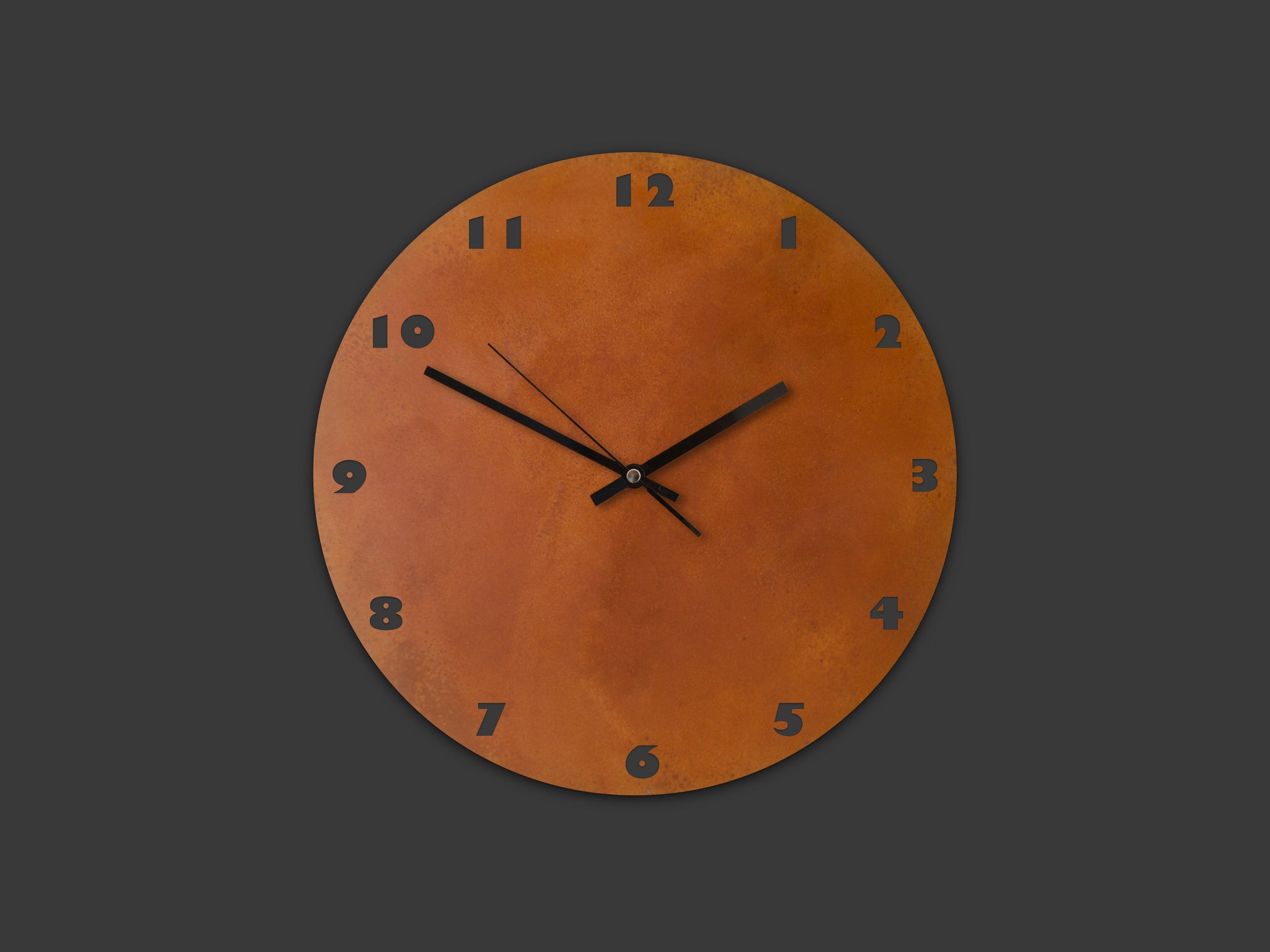 Numbers Corten Steel Rusted Wall Clock
