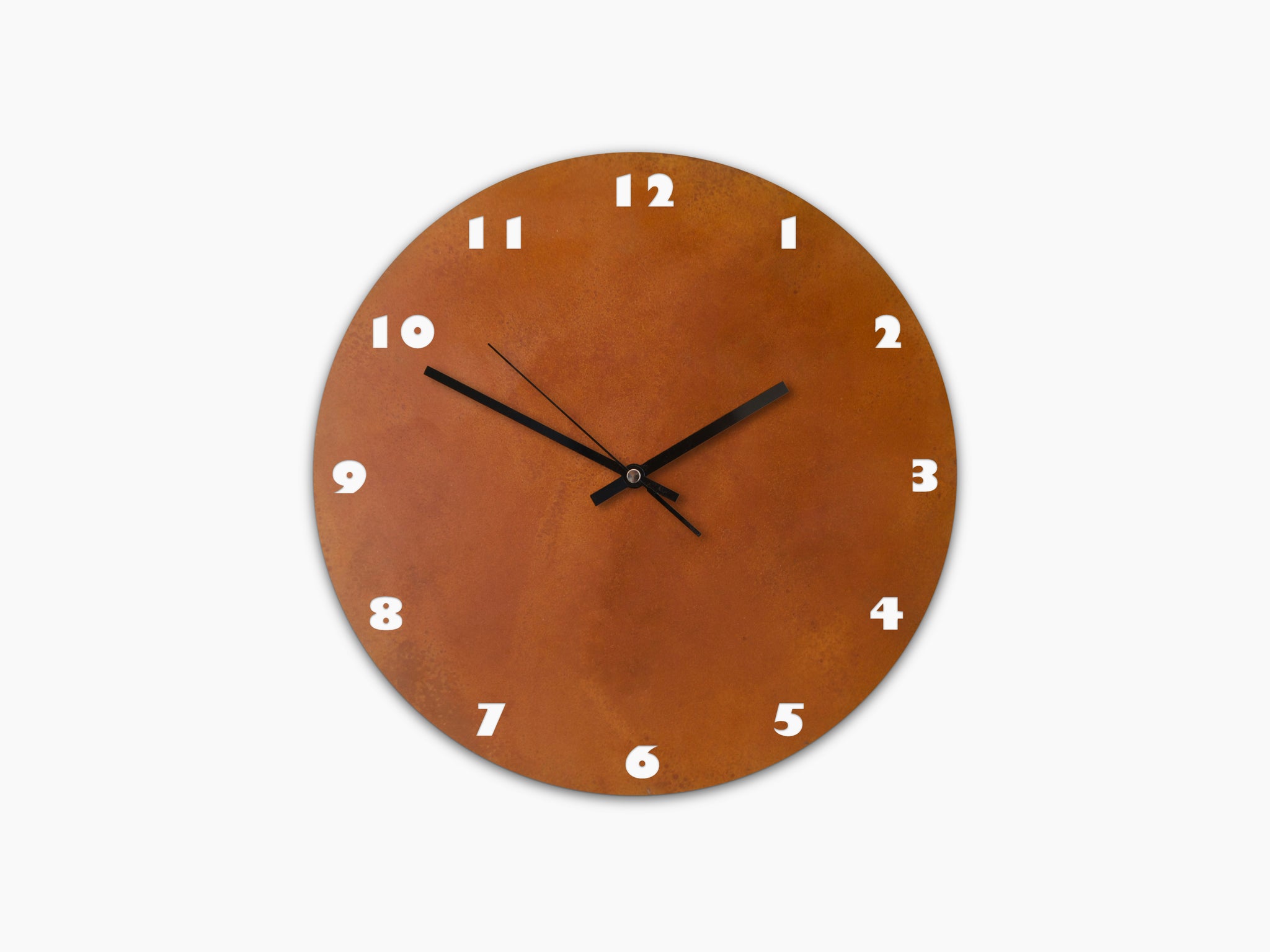 Numbers Corten Steel Rusted Wall Clock