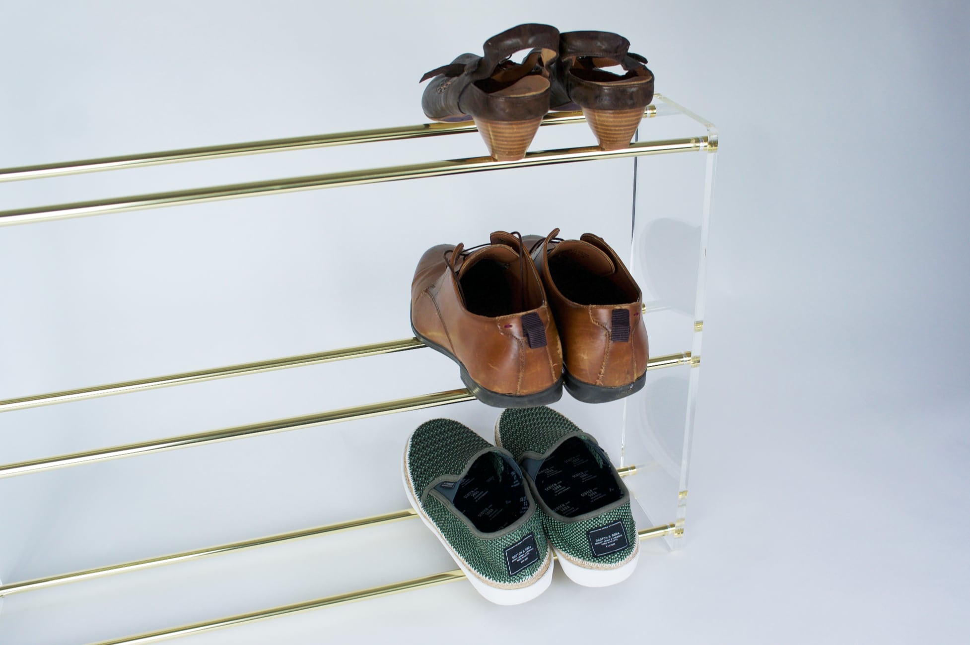 Messing & Glas Schuhregal Groß – Calvill