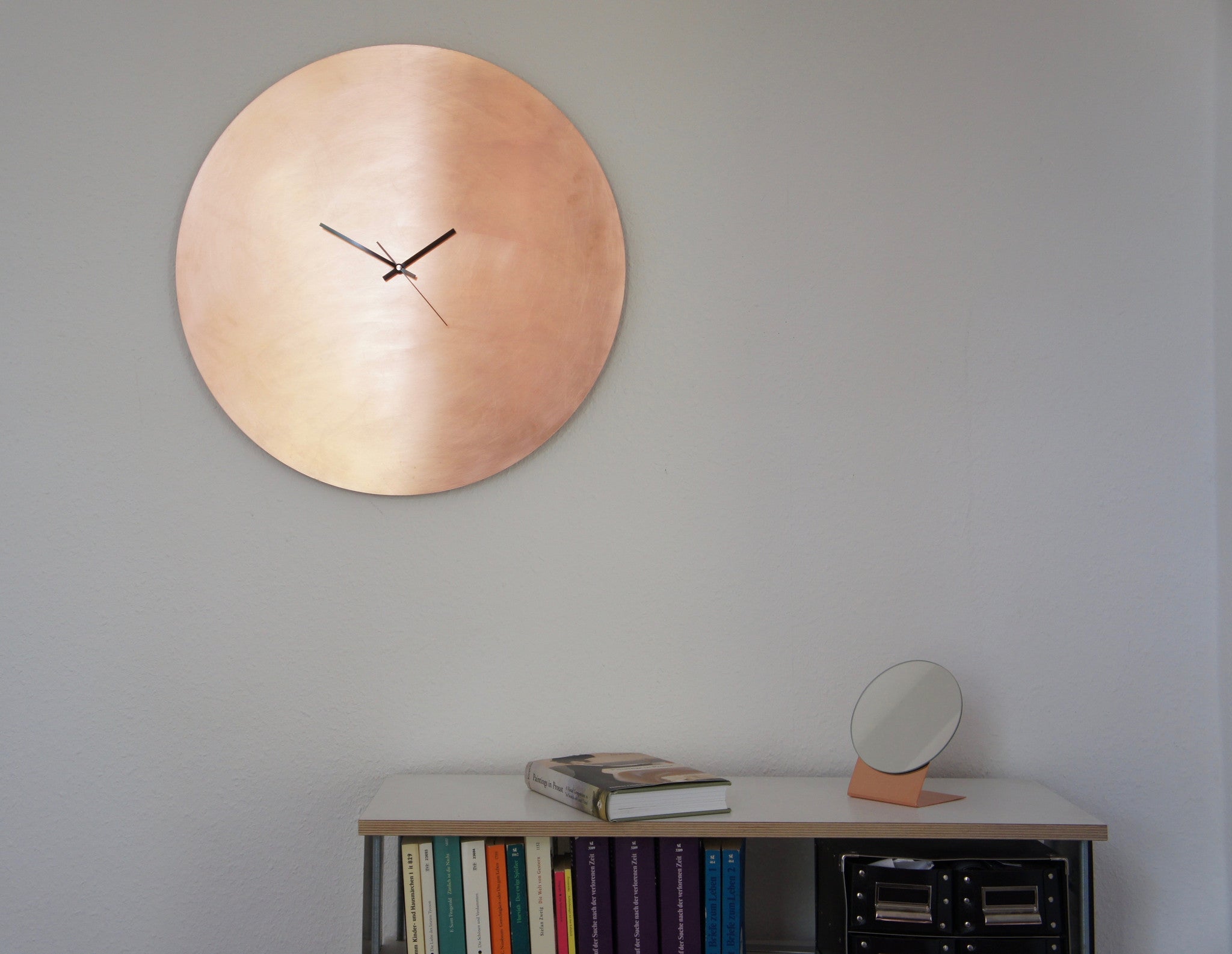 Copper Wall Clock Large 56 cm Calvill Kupfer Wanduhr groß Design Handmade Metall Uhr