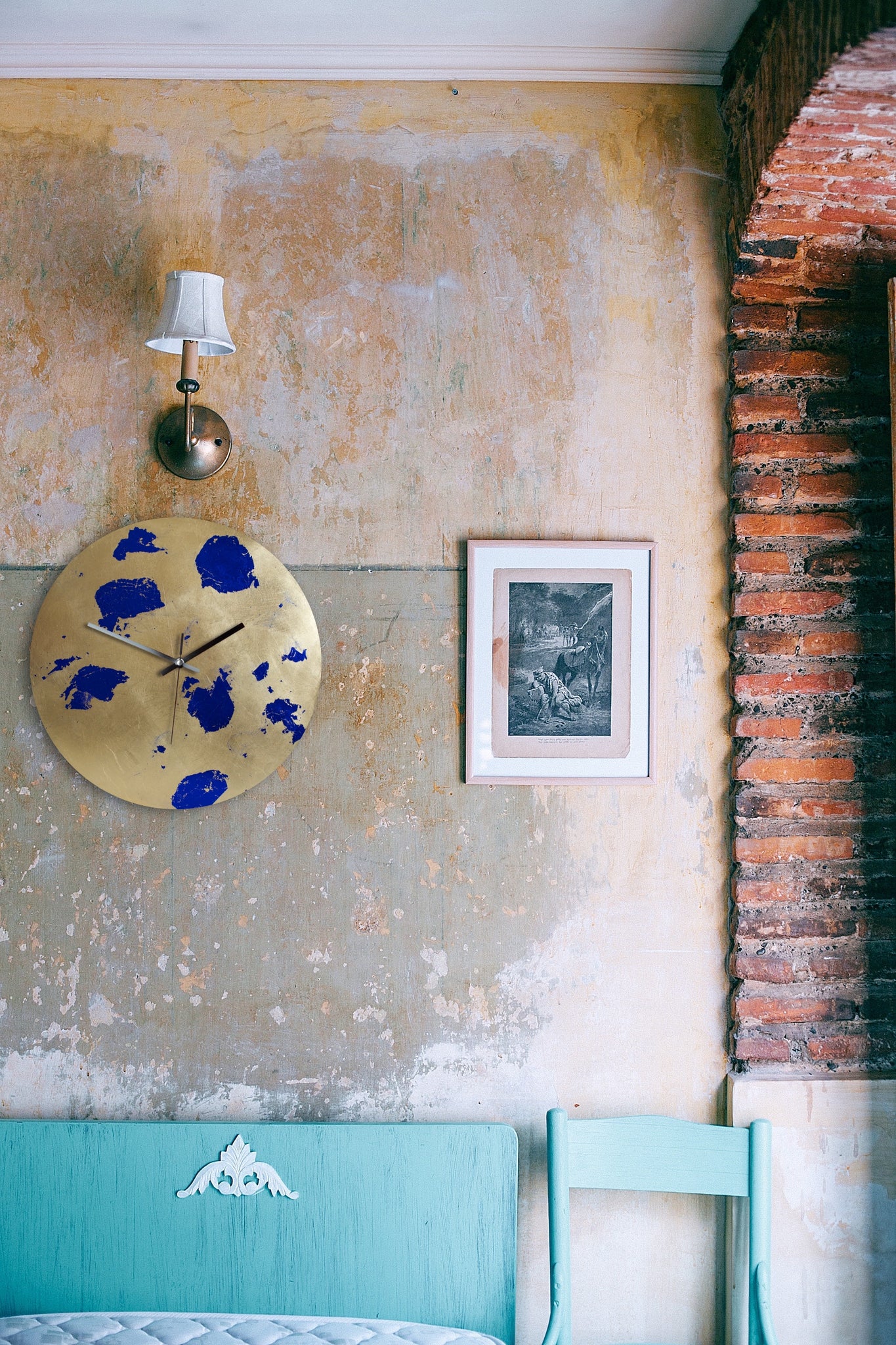 Gold and Blue Large - Wanduhr - Einzelstück