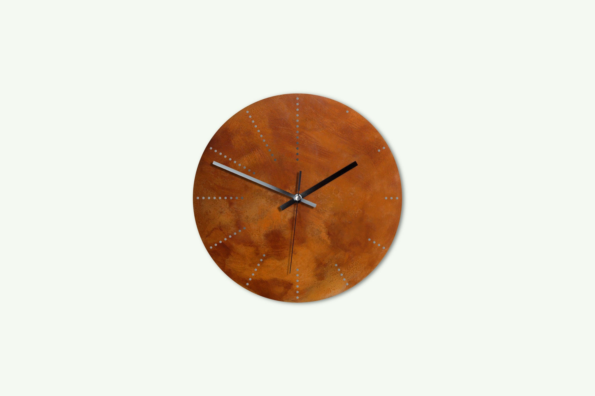 corten stahl steel wall clock wanduhr handgemacht Unikat rusted gerostet lautlos silent