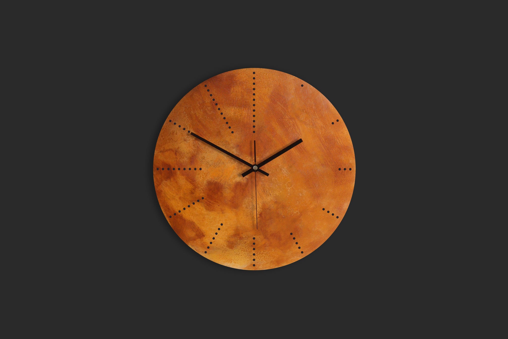 Cortenstahl Rusted Wanduhr Dots