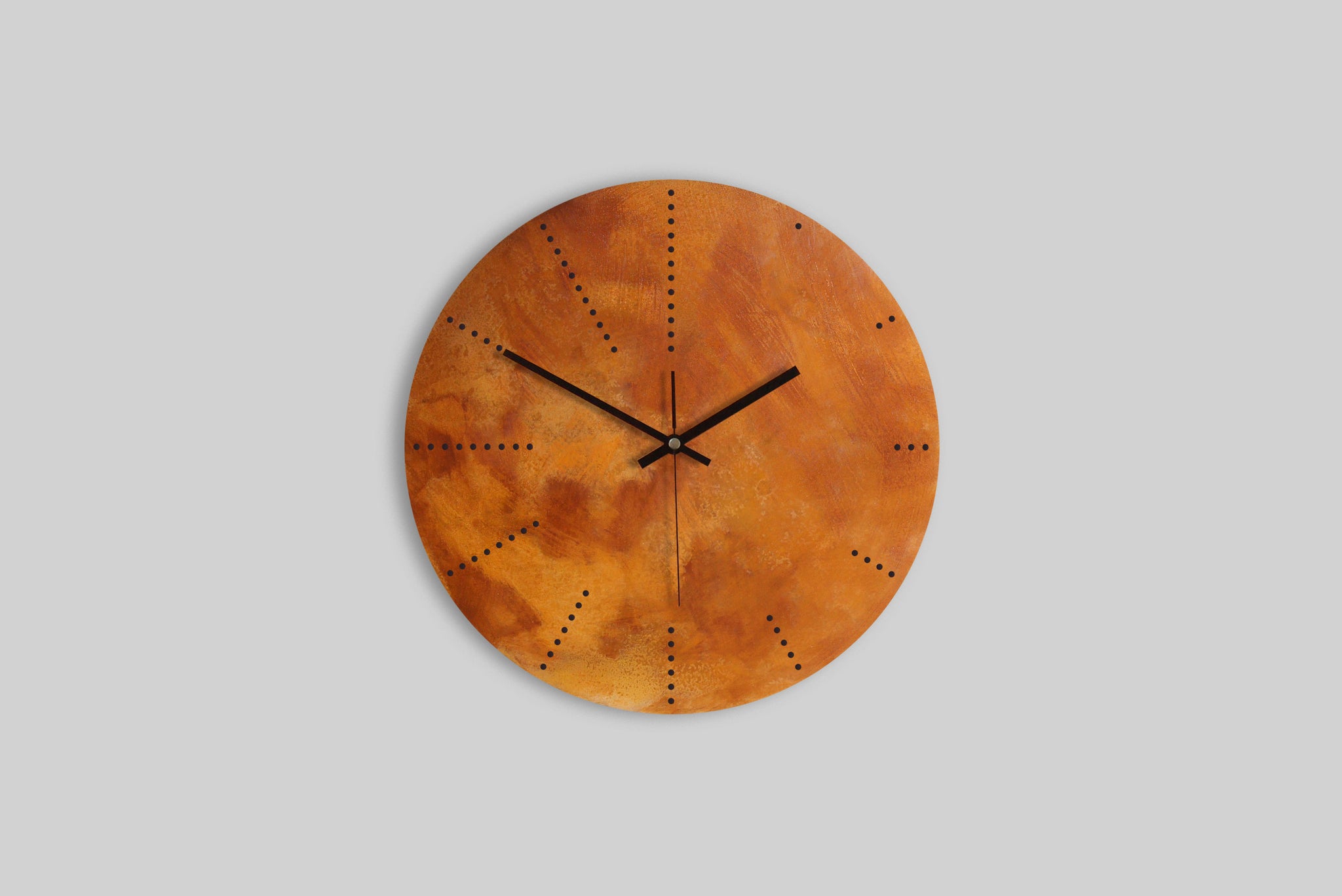 corten stahl steel wall clock wanduhr handgemacht Unikat rusted gerostet lautlos silent