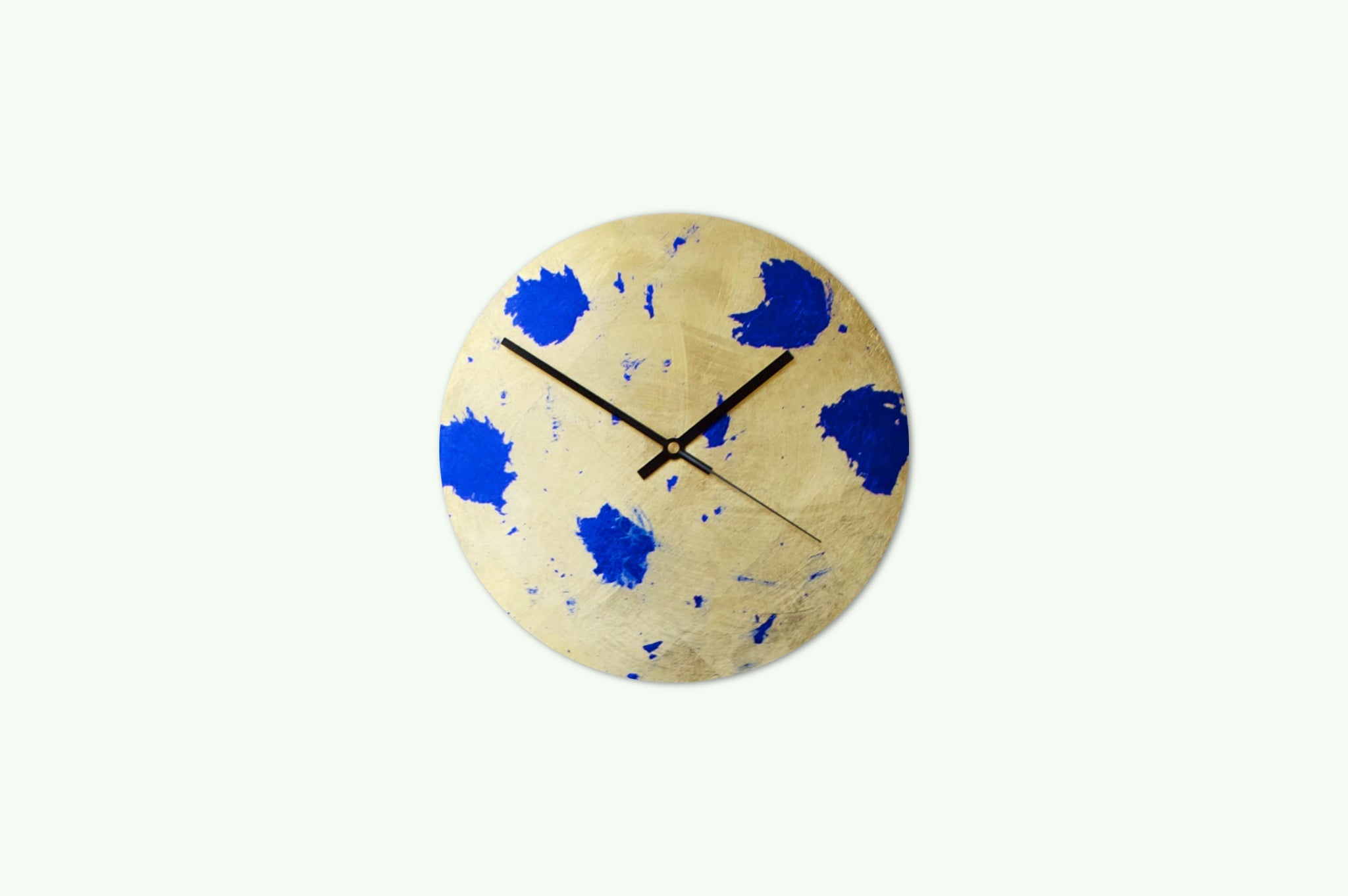 Gold and Blue - Wanduhr - Einzelstück
