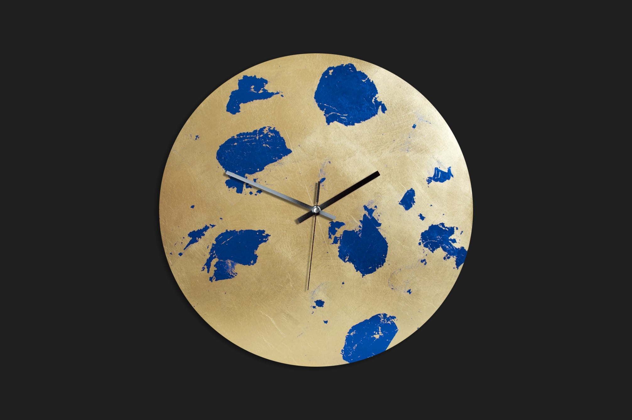 Gold and Blue Large - Wanduhr - Einzelstück