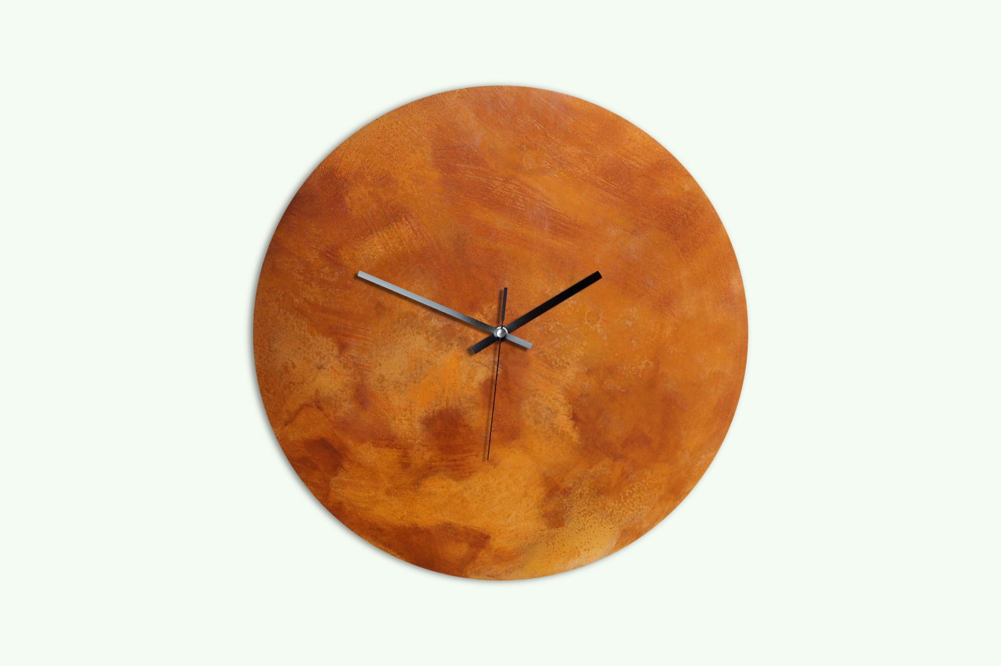 corten stahl steel wall clock wanduhr handgemacht Unikat rusted gerostet lautlos silent